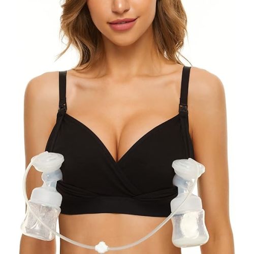 Pumping Bra Hands Free Pumping Bra and Nursing Bra Adjustable Wireless Comfortable Pump Bra Plus Size Fits Breast Pumps