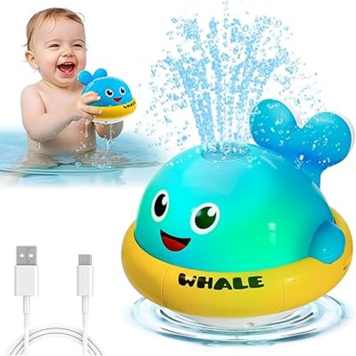 Baby Bath Toys, Light Up Whale Sprinkler Bath Toys for Kids Ages 1-3, Pool Water Toys for Toddlers Bathtub Fountain Toys, Birthday Gifts for 1 2 3 Year Old Boys & Girls