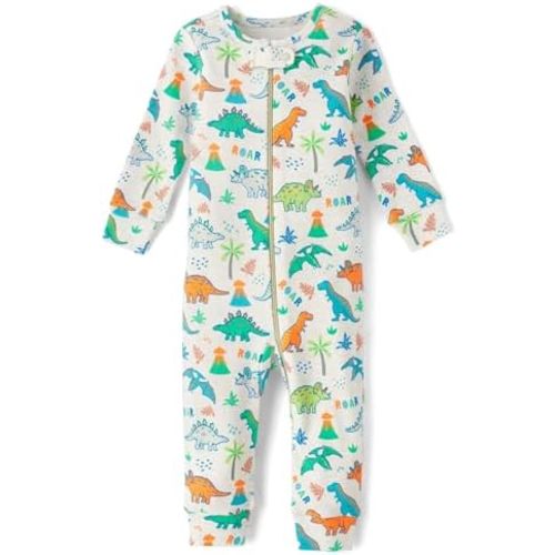 The Children'S Place Baby-Boys And Toddler Long Sleeve 100% Cotton Zip-Front One Piece Footed Pajamas