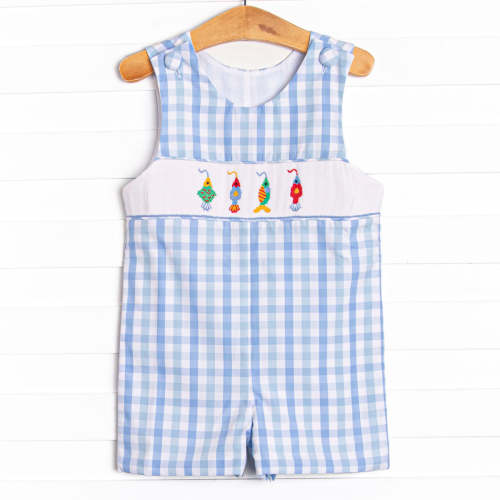 Baiting Fish Smocked Jon Jon, Blue
–
Stitchy Fish