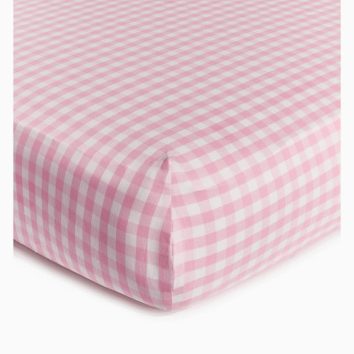 Soundly Percale Organic Crib Sheet - Pink Gingham