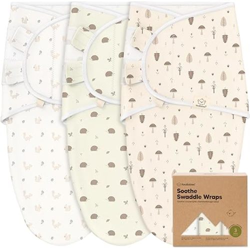 KeaBabies 3-Pack Baby Swaddle Sleep Sack 0-3 Months - 100% Cotton Swaddles for Newborns, Infant, Soft & Breathable Newborn Sleep Sack, Easy To Use Baby Nursery Swaddling Blanket (Nibbles/Bruce)