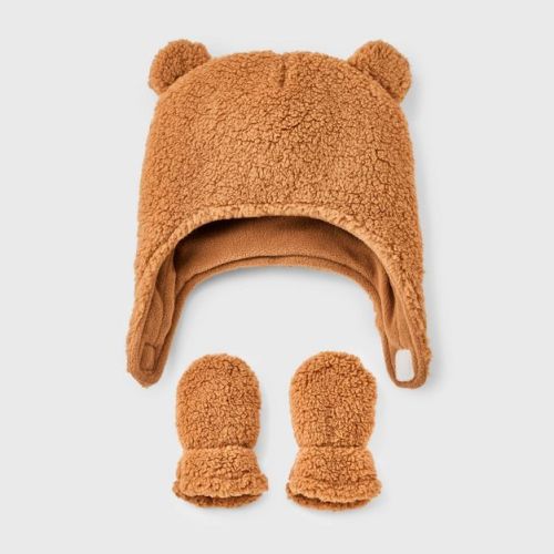 Baby Bear Hat And Mitten Set - Cat & Jack™ Brown 6-12m
