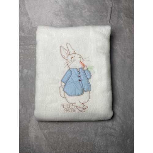 Vintage Quiltex Beatrix Potter Nylon Trim Baby Blanket Peter Rabbit Lovey 36x50&#034;