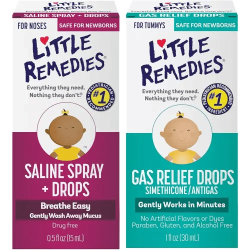 Little Remedies Stromach Gas and Nose Relief Pack (1-0.5 oz Saline Spray and Drops, 1-1 oz Gas Relief Berry Flavor Drops)