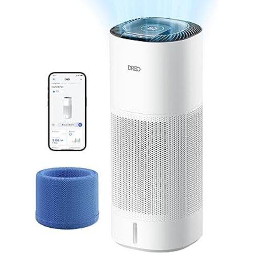 DREO Smart Evaporative Humidifier Large Room up to 1000ft², 800ml/h High Output Air Humidifiers for Bedroom, 10L, 50H Long Runtime with Precise Humidification for Plants, Home, Office, White, HHM774S