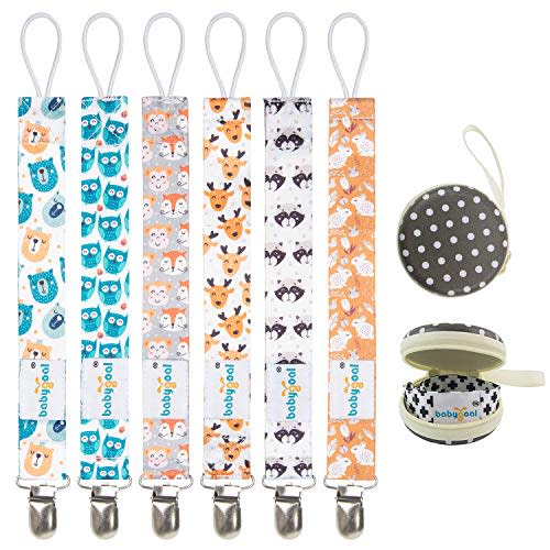 Babygoal Pacifier Clips, 6 Pack Pacifier Holder for Boys and Girls Fits Most Pacifier Styles &Teething Toys Pacifier Clips for Boys and Girls 6PBM01