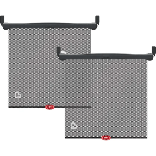 Munchkin® Brica® Sun Safety™ Car Window Roller Shade with White Hot® Heat Alert, Black, 2 Count (Pack of 1)