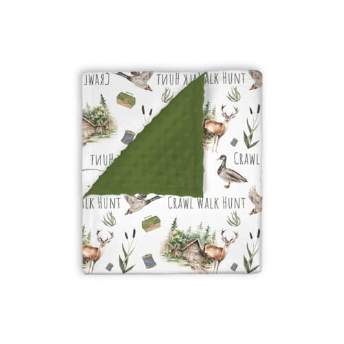 EyMzcod Mink Baby Boys Blanket Deer Mallard Duck Hunter, Crawl Walk Hunt Wild Animal Hunting Lake Soft Double Layer Dotted Backing Receiving Blankets, Newborn Infant Toddler Nursery Crib Bedding 30x40