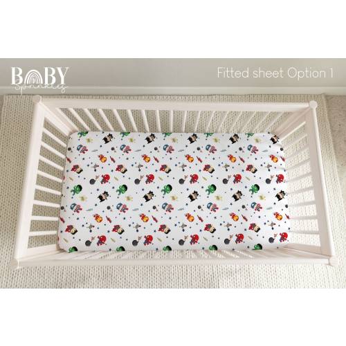 SUPERHERO MIX Baby Crib Fitted Sheet, Hero Mix Crib Sheet, Baby Boy Nursery, Superhero Boy Nursery, Personalized Baby sheet