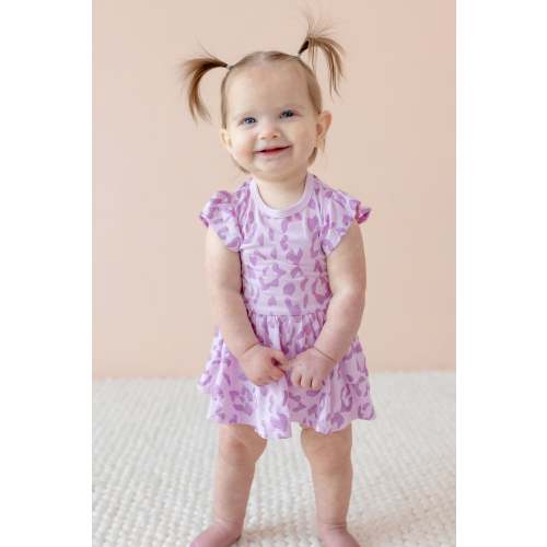 Twirl Bodysuit Dress in Thistle Leopard