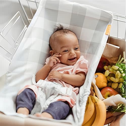 Shopping Cart Hammock | The Original | Holds All Car Seat Models | Ergonomic Infant Carrier + Positioner… (Buffalo Check)