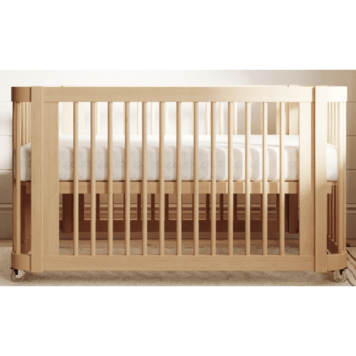 The Wave Crib in Natural Wood with Mini-Crib Mattress