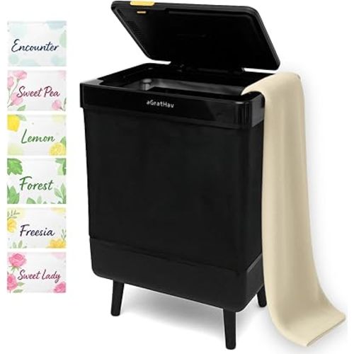 Towel Warmer for Bathroom, Foldable Towel Warmer Bucket, Blanket Warmer, Extra-Large 35L Fast Heating, Heating & Drying Modes & Timer, ETL Certification, 6 Free Fragrance Discs, Black