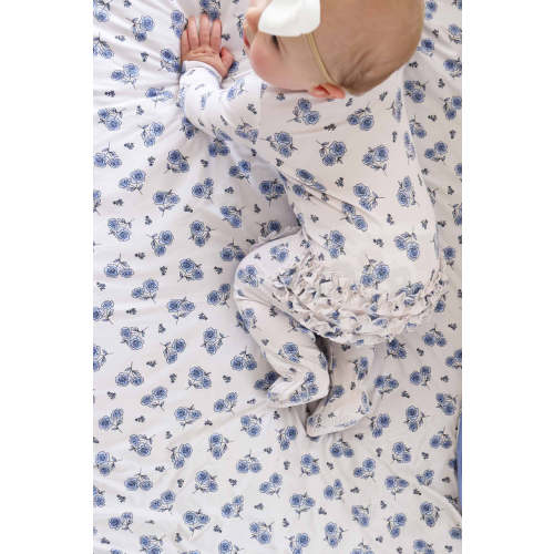 Sapphire Garden Ruffle Zipper Footie | Caden Lane