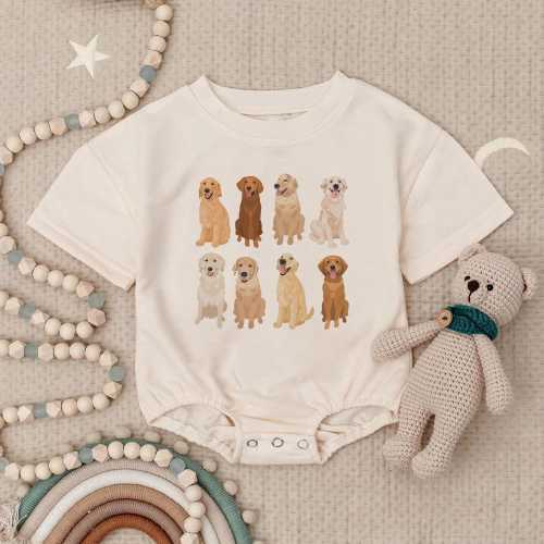 Golden Retriever Baby Romper Sweatshirt, Dog Lover Baby Outfit, Cute Puppy Baby Clothes, Fall Baby Gift, Cozy Newborn Romper,Infant Bodysuit