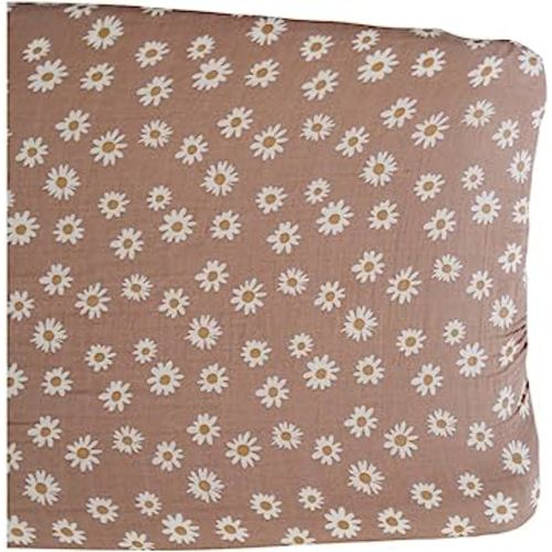 Mebie Baby Changing Pad Cover, Daisy Dream, 100% Muslin Cotton Changing Table Pad Cover for Baby Boy and Girl, Designer Nursery Decor Covers, Diaper Changing Pad Cover for Changing Station