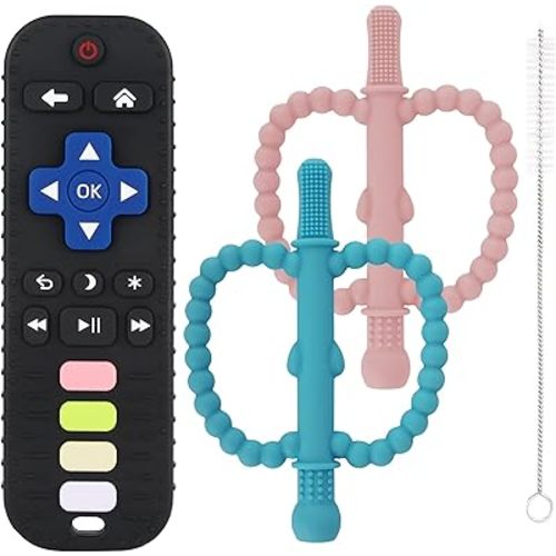 Teething Toys for Babies 0-6 6-12 12-18 Months Bpa Free Teething Sticks and Remote Teether for Babies Baby Sensory Chew Toys for Infants 0-18 Months