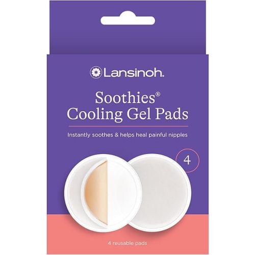 Lansinoh Soothies Cooling Gel Pads, 4 Count, Breastfeeding Essentials, Provides Cooling Relief for Sore Nipples