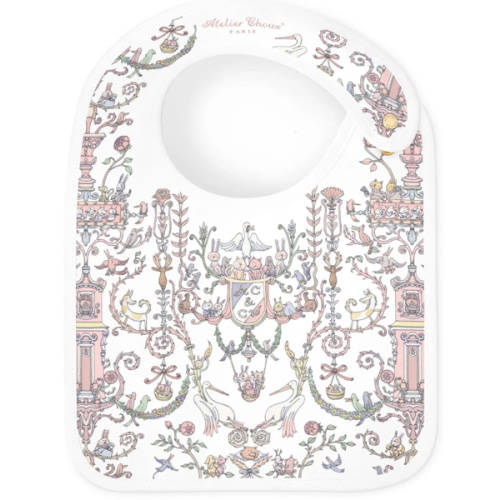 Satin Bib – Toile de Jouy Pink – Atelier Choux & Caitlin Wilson - Atelier Choux