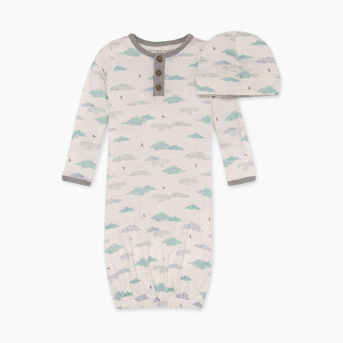 Burt's Bees Baby Gown & Cap Set, 100% Organic Cotton - Little Cloud, 0-6 Months