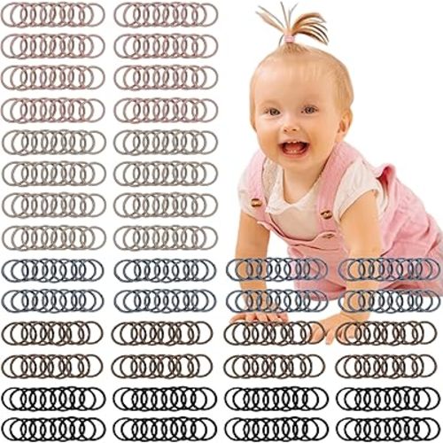 CÉLLOT 360PCS Brown Baby Hair Ties, 2cm in Diameter No Crease Finger Rubber Hair Elastics,Small Thin Hair Ponytail Holders Hair Accessories for Baby Girls Toddlers Kids