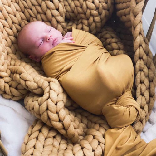 Solid Mustard Bamboo Knit Swaddle