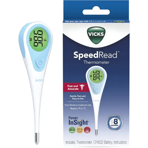 Vicks SpeedRead Digital Thermometer for Baby, Kids & Adults, Color-Coded Readings, Oral, Baby Rectal Thermometer or Under The Arm, Water Resistant