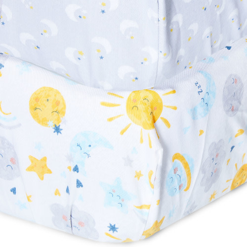 Parent's Choice Cotton Fitted Crib Sheets for Baby Boys and Girls, Moon & Stars, 2-Pack