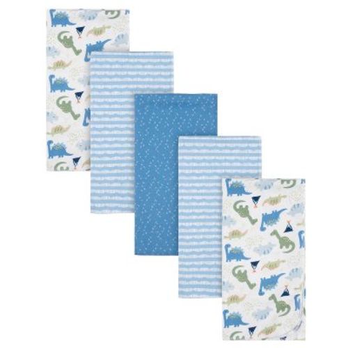 Gerber Baby Flannel Receiving Blankets, Dinosaur, 5-Pack