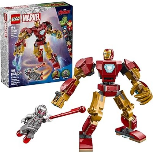 LEGO Marvel Iron Man Mech vs. Ultron Building Toy Set - Iron Man Toy for Kids, Boys and Girls, Ages 6+ - Buildable Action Figure - Superhero Gift for Birthday - 76307
