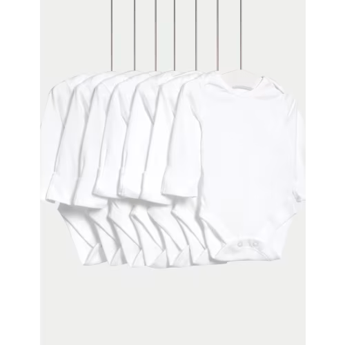 7 Pack Pure Cotton Long Sleeve Bodysuits