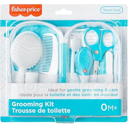 Smart Care Fisher-Price 12-Piece Baby Grooming Kit, Newborn Essentials, Baby Gift Set, Includes Baby Nail Kit, Baby Oral Care, Baby Hair Brush, Baby Comb