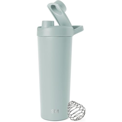 Simple Modern Stainless Steel Shaker Bottle with Ball 24oz | Metal Insulated Cup for Protein Mixes, Shakes and Pre Workout | Rally Collection | Sea Glass Sage