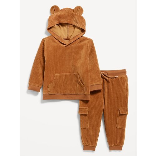 Velour Critter Hoodie and Cargo Joggers Set (S: 6-12M)
