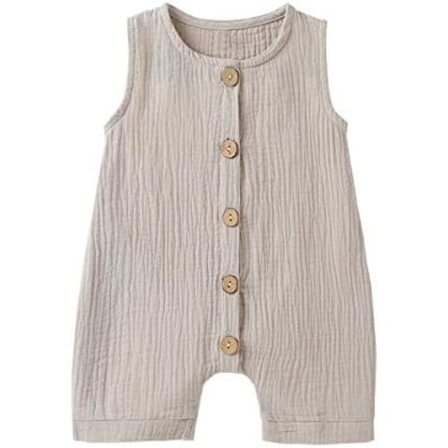 Infant Newborn Baby Boys Girls Cotton Linen Romper Summer Jumpsuit Sleeveless Overalls Clothing Set