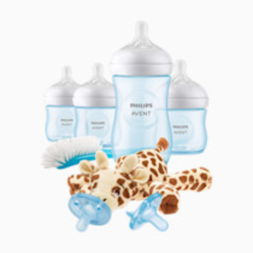 Philips Avent Natural Baby Bottle with Natural Response Nipple, Blue Baby Gift Set with Snuggle, SCD838/04