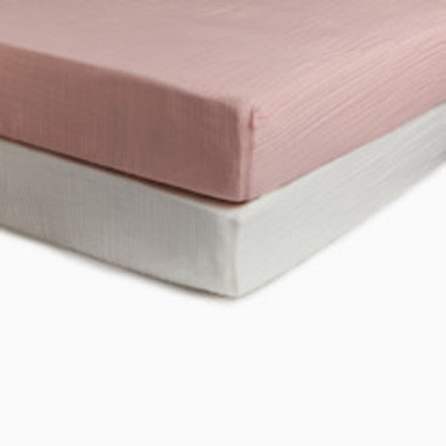 Soundly Organic Cotton Muslin Crib Sheet (2 Pack) - Crystal Rose/Snow White