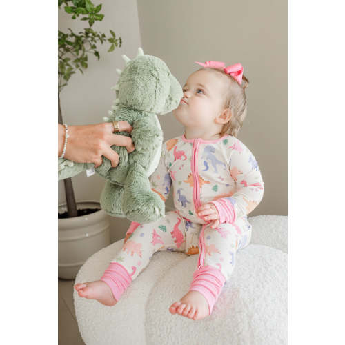 Convertible Bamboo Zip Romper in Little Fossil Pink | Caden Lane