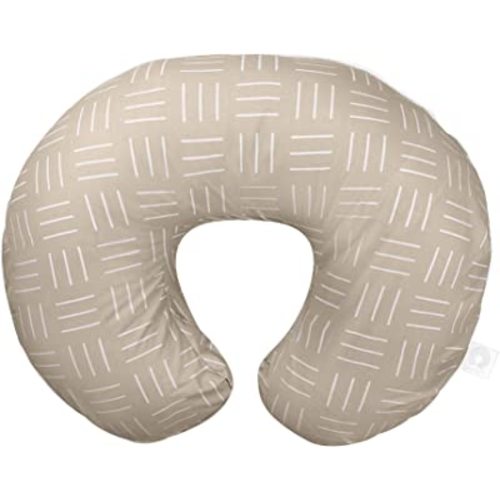Boppy Organic Original Nursing Pillow, Sand Criss Cross, Ergonomic Nursing Essentials for Bottle and Breastfeeding, Firm Hypoallergenic Fiber Fill with 100% Organic Cotton Pillow Cover