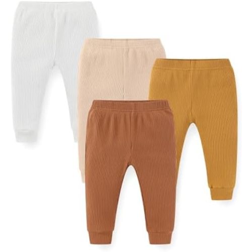 Unisex Baby Boy Girl Pants Sets Ribbed Soft Infants Bottoms Casual 4 Pack 0-24 Month Babies' Leggings