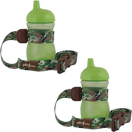 SippyPal Sippy Cup Holder Strap Leash Tether (Green Camo 2-Pack)