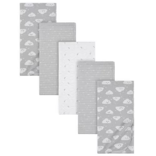 Gerber Baby Flannel Receiving Blankets, 5-Pack