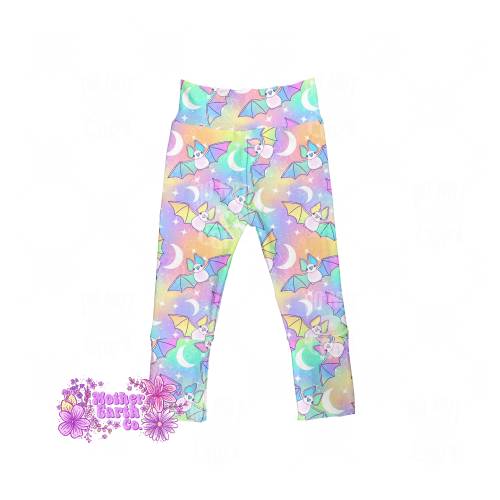 Pastel Bat Grow With Me Pants || Bats || Halloween || Rainbow || Pastel || Bat || Goth || Leggings || Joggers || Baby || Toddler || Kids