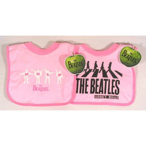 Set of Two Beatles Pink Bibs - Includes both Abbey Road and Help