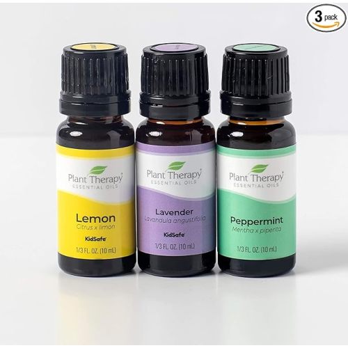 Plant Therapy Lemon, Lavender and Peppermint Essential Oil Set 10 mL (1/3 oz) 100% Pure, Undiluted, Therapeutic Grade