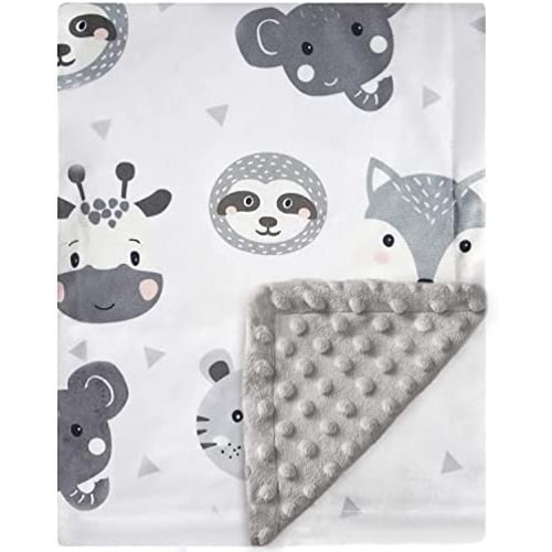 BEILIMU Baby Blanket Super Soft Plush with Double Layer Dotted Backing, Lovely Brown Animals Printed Unisex Design Receiving Blanket, 30x40 Inch