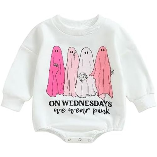 FYBITBO Newborn Halloween Outfit Girl Boy Spooky Season Romper Bubble Sweatshirt Bodysuit Fall Halloween Baby Clothes
