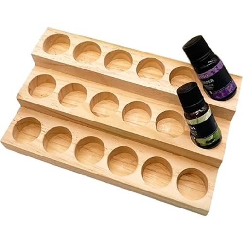 3 Tier Wooden Essential Oil Organizer Essential Oils Racks Display Stand Tabletop Storage Rack for 5-20ml Bottles Organizers and Storage Shelf Box Display for Essential Oils