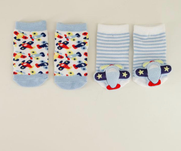 Infant 2 Pack Plane Rattle Sock Set
